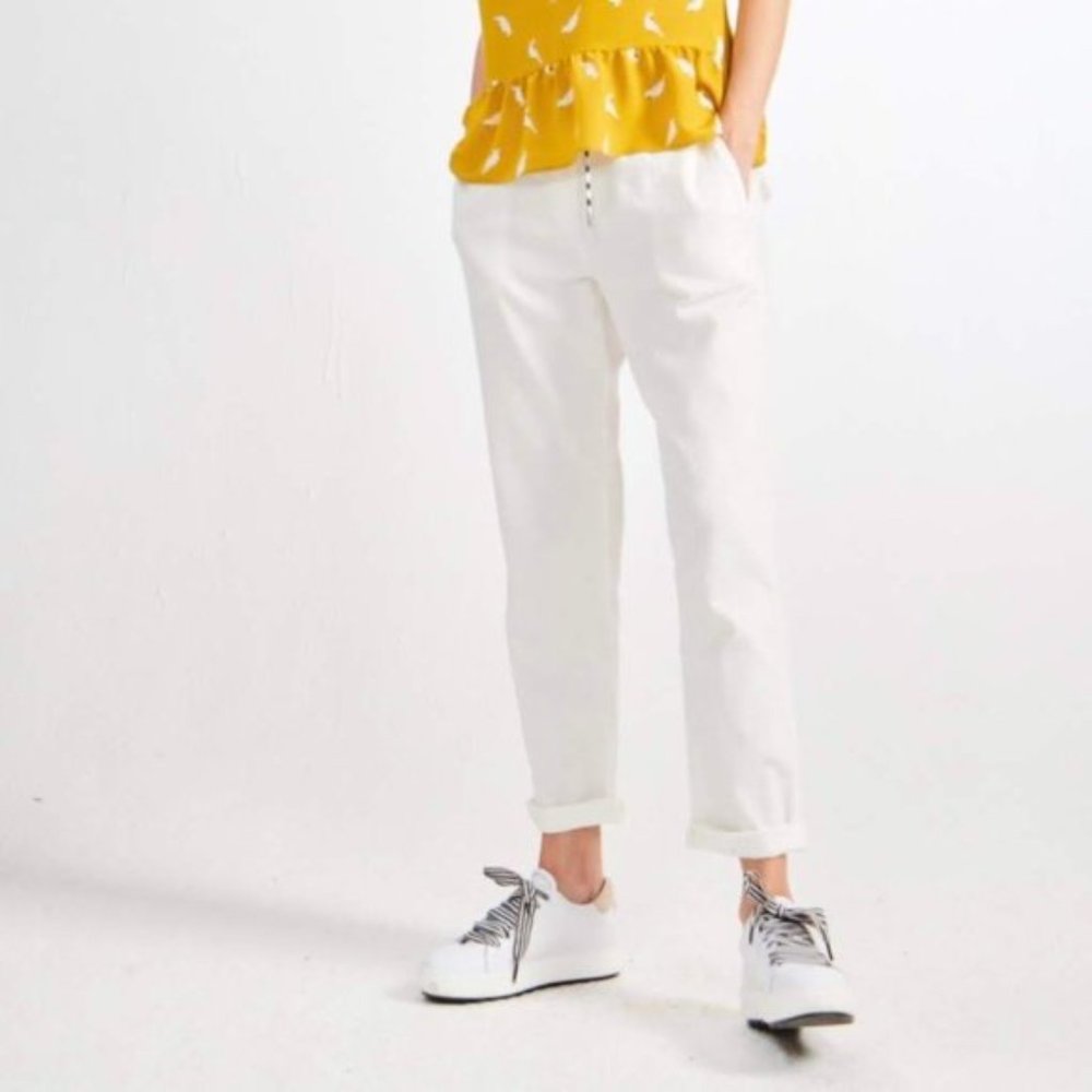 Cop. Copine White Cotton Pants Trousers